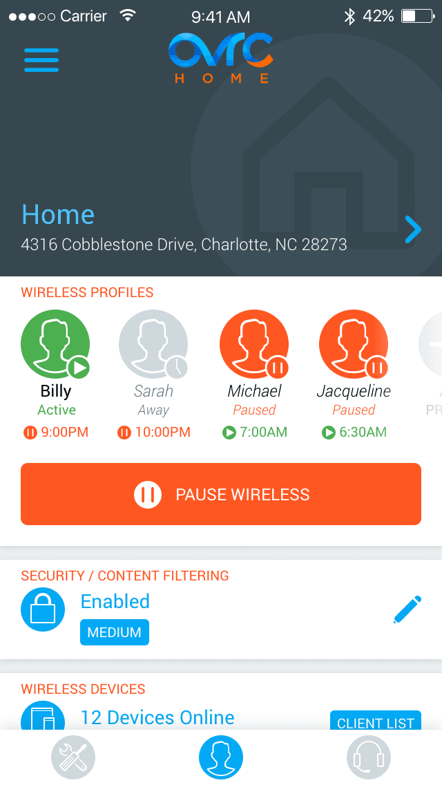 OvrC Home command grid letting homeowners fix problems with a single tap